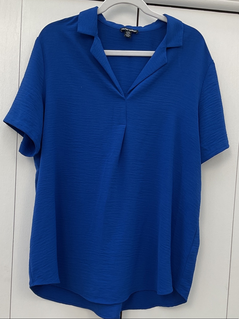 Relaxed Short-Sleeve Blouse in Cobalt Blue